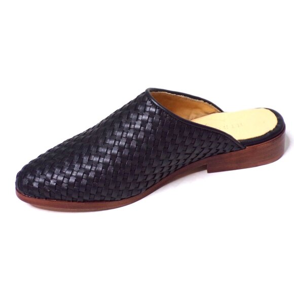 🆕 NISOLO Ama Woven Slip On Mules Flats Shoes Cushioned Black Leather 5 - Picture 13 of 14